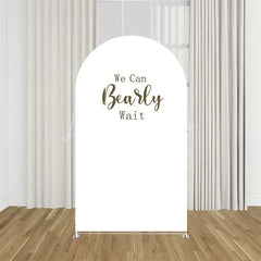 Lofaris We Can Bearly Wait Arch Backdrop Tan Teddy Bear Baby Shower Background Boho Neutral Cover for Boys Girls