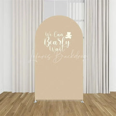 Lofaris We Can Bearly Wait Arch Backdrop Tan Teddy Bear Baby Shower Background Boho Neutral Cover for Boys Girls