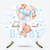 Lofaris We Can Bearly Wait Baby Shower Round Backdrop Teddy Bear Floating with Balloons Cute Neutral Party Decor