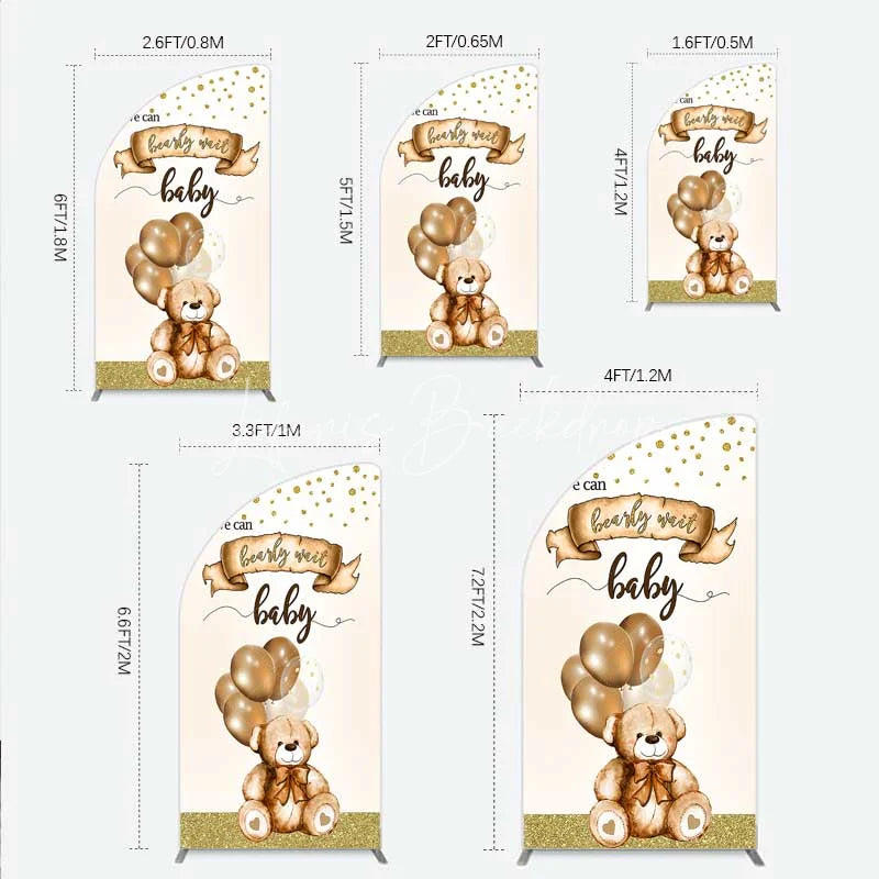 Lofaris We Can Bearly Wait Half Moon Arch Backdrop Brown Teddy Bear Balloon Baby Shower Cover