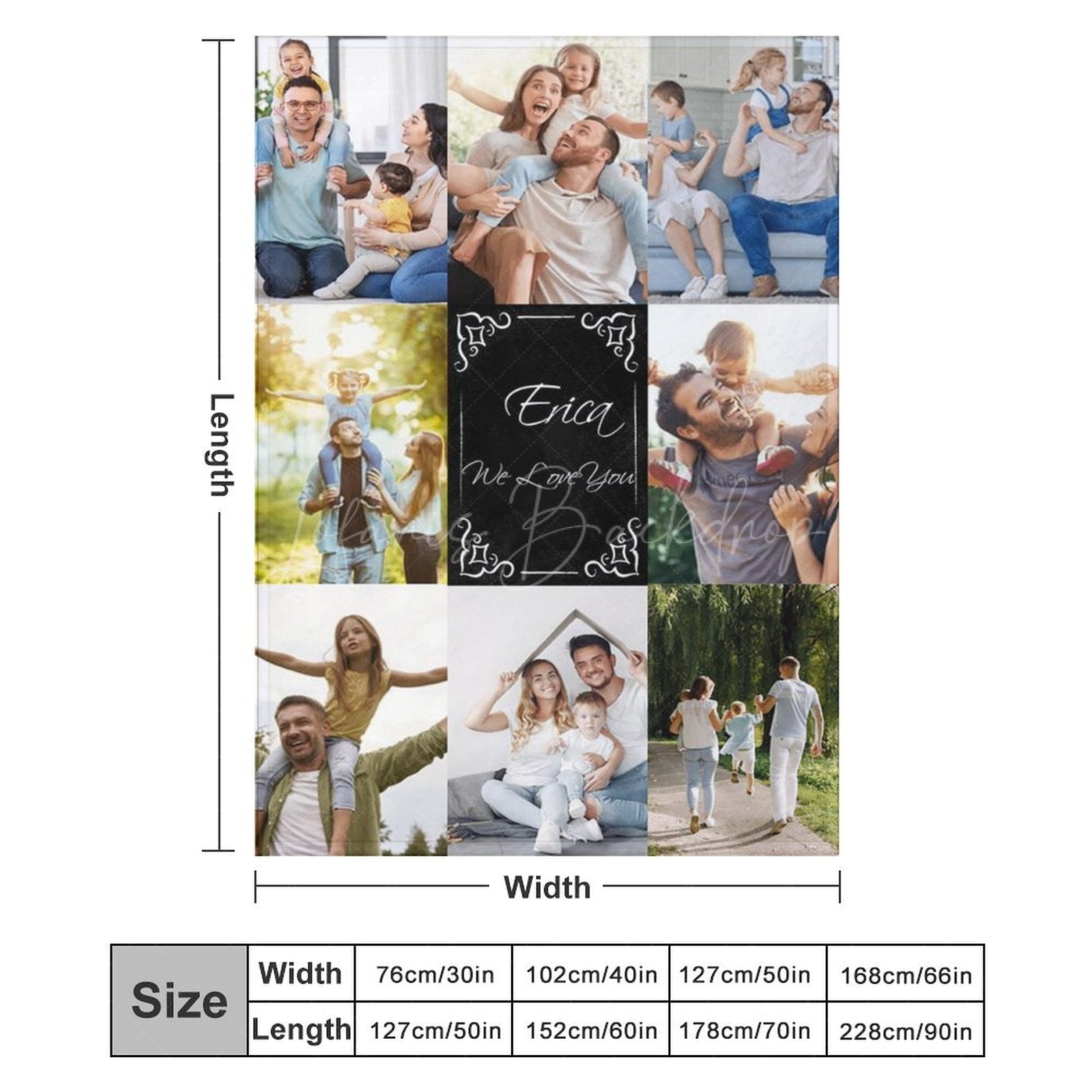 Lofaris We Love You Custom Baby Name Family Photo Blanket