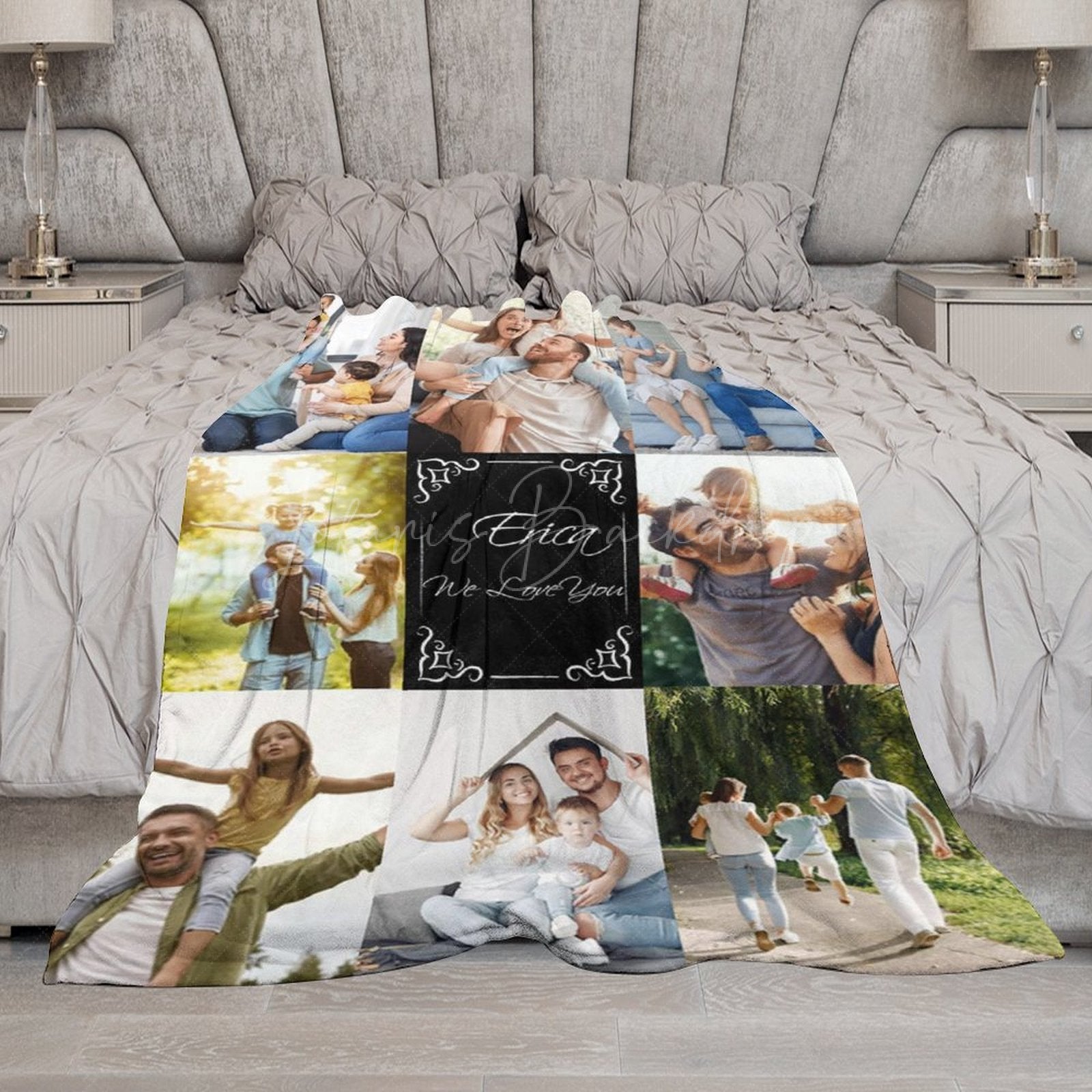 Lofaris We Love You Custom Baby Name Family Photo Blanket