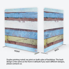 Lofaris Weathered Multicolored Wood Plank Tension Fabric Backdrop Rustic Beach House Photography Background