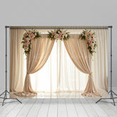 Lofaris Wedding Statement Floral White Curtains Backdrop