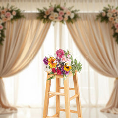 Lofaris Wedding Statement Floral White Curtains Backdrop