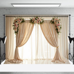 Lofaris Wedding Statement Floral White Curtains Backdrop