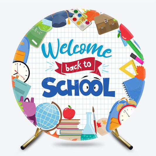 Lofaris Welcome Back To School Books Class Round Backdrop