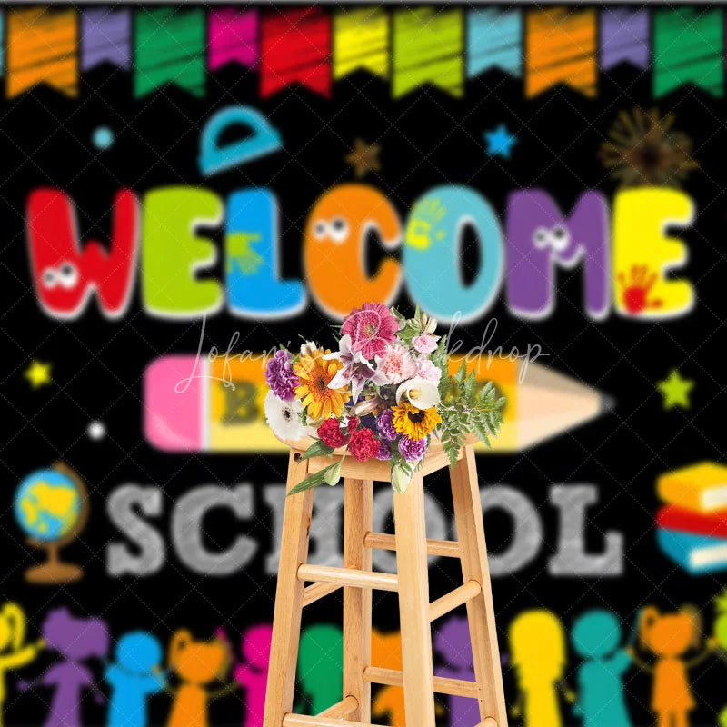 Lofaris Welcome Back To School Photography Backdrop Colorful Classroom Decoration Fun Kids First Day Party Supplies Educational