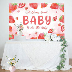 Lofaris Welcome Sweet Strawberry Girl Baby Shower Backdrop