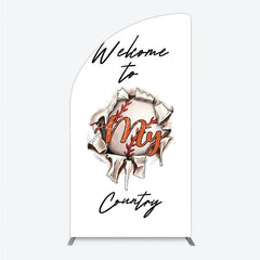 Lofaris Welcome to My Country Baseball Half Moon Arch Backdrop Sports Theme Breakthrough Design Party Cover