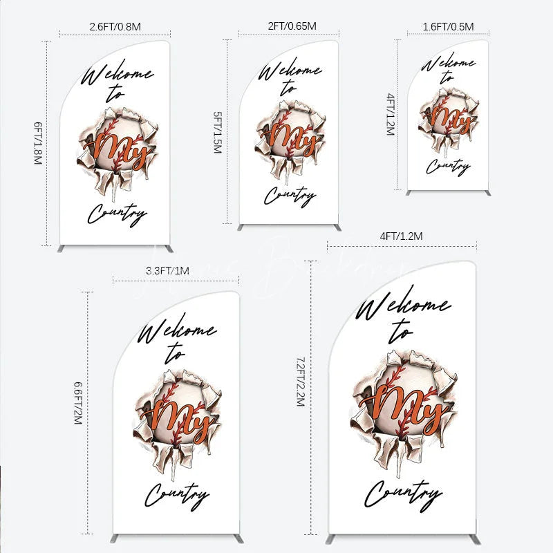 Lofaris Welcome to My Country Baseball Half Moon Arch Backdrop Sports Theme Breakthrough Design Party Cover