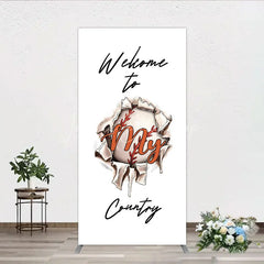 Lofaris Welcome to My Country Baseball Rectangle Backdrop Sports Theme Breakthrough Design Party Cover