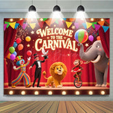 Lofaris Welcome to the Carnival Birthday Backdrop Circus Theme with Animals and Ringmaster Fun Fair Party Photo Booth Decor