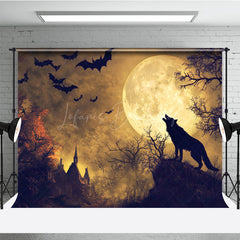 Lofaris Werewolf Howling at Full Moon Photography Backdrop Gothic Halloween Night Scene Spooky Forest Photo Shoots