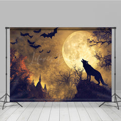 Lofaris Werewolf Howling at Full Moon Photography Backdrop Gothic Halloween Night Scene Spooky Forest Photo Shoots