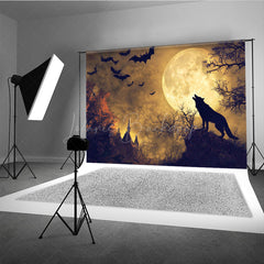 Lofaris Werewolf Howling at Full Moon Photography Backdrop Gothic Halloween Night Scene Spooky Forest Photo Shoots