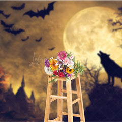 Lofaris Werewolf Howling at Full Moon Photography Backdrop Gothic Halloween Night Scene Spooky Forest Photo Shoots