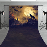 Lofaris Werewolf Howling at Full Moon Sweep Backdrop Gothic Halloween Night Scene Spooky Forest Photo Shoots