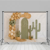 Lofaris Western Cowboy Cake Smash Backdrop My First Rodeo and Cactus Theme Neutral Balloon Arch Birthday Photo Prop