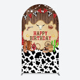 Lofaris Western Cowboy Cow Print Happy Birthday Arch Backdrop