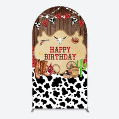 Lofaris Western Cowboy Cow Print Happy Birthday Arch Backdrop