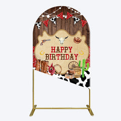 Lofaris Western Cowboy Cow Print Happy Birthday Arch Backdrop