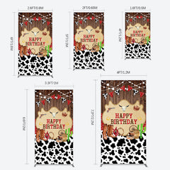 Lofaris Western Cowboy Cow Print Happy Birthday Rectangle Backdrop