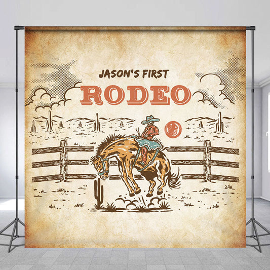 Lofaris Western Cowboy Farm First Rodeo Custom Name Backdrop