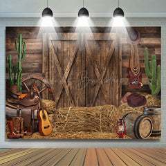 Lofaris Western Farm Barn Cactus Boots Hat Cowboy Backdrop