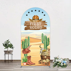 Lofaris Western Region First Rodeo Birthday Arch Backdrop
