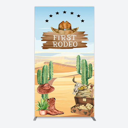 Lofaris Western Region First Rodeo Birthday Rectangle Backdrop