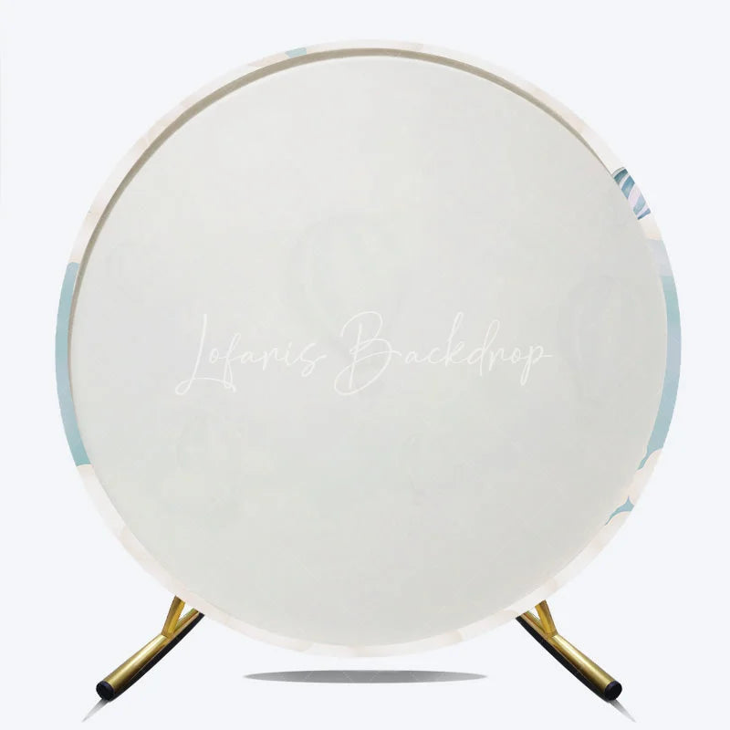 Lofaris Whimsical Blue and White Hot Air Balloon Clouds Sky Round Backdrop for Baby Shower Birthday Party