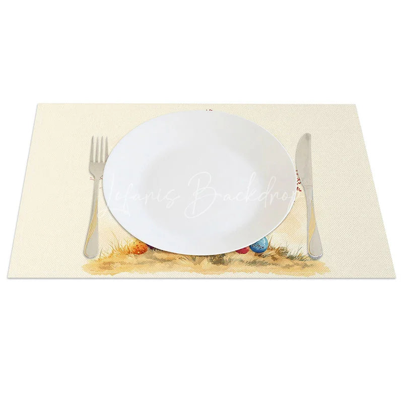 Lofaris Whimsical Easter Egg Tree Set of 4 Placemats Hanging Colorful Eggs Table Mats Spring Creative Dining Decor