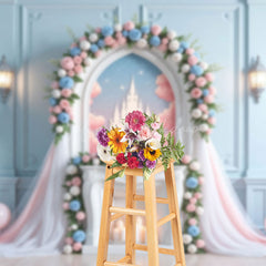 Lofaris Whimsical Floral Accent Arch Castle Sweet Backdrop