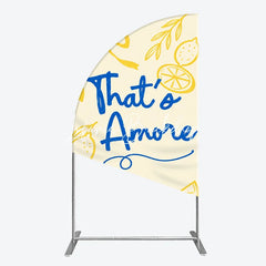Lofaris Whimsical Yellow and Blue Lemons That’s Amore Half Moon Arch Backdrop Italian Theme Party Decor for Celebration.