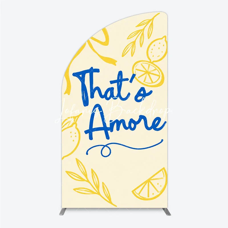 Lofaris Whimsical Yellow and Blue Lemons That’s Amore Half Moon Arch Backdrop Italian Theme Party Decor for Celebration.