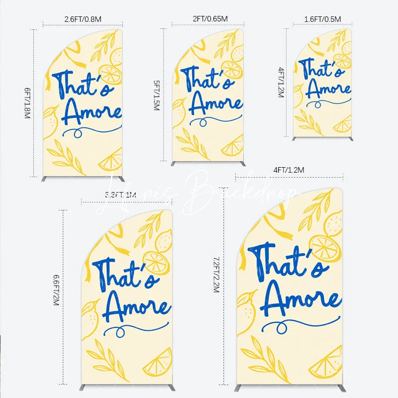 Lofaris Whimsical Yellow and Blue Lemons That’s Amore Half Moon Arch Backdrop Italian Theme Party Decor for Celebration.