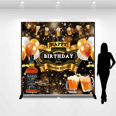 Lofaris Whisky Balloons Black Gold Custom Birthday Backdrop