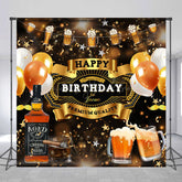 Lofaris Whisky Balloons Black Gold Custom Birthday Backdrop