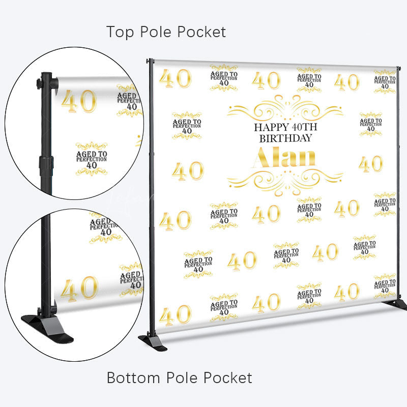 Lofaris White Aged To Perfection 40 Custom Birthday Backdrop