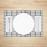 Lofaris White and Black Lines Plaid Pattern Set of 4 Placemats Modern Geometric for Farmhouse Kitchen Decor