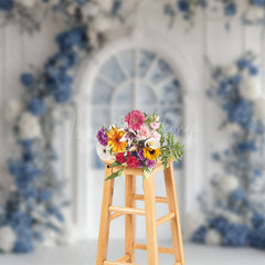 Lofaris White And Blue Elegant Floral Sweet Wedding Backdrop