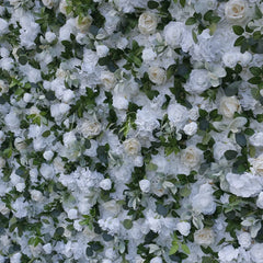 Lofaris White and Cream Roses Hydrangea Artificial Flower Wall Lush Greenery Wedding Party Event Backdrop Decor