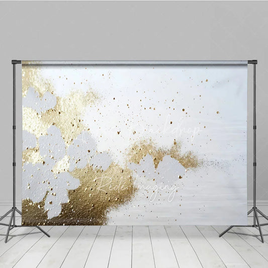 Lofaris White and Gold Glitter Abstract Photography Backdrop Elegant Shimmer Splatter Photo Background for Studio Shoots Events