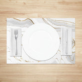 Lofaris White and Gold Marble Placemats Set of 4 Luxury Stone Texture for Elegant Wedding Holiday Decor