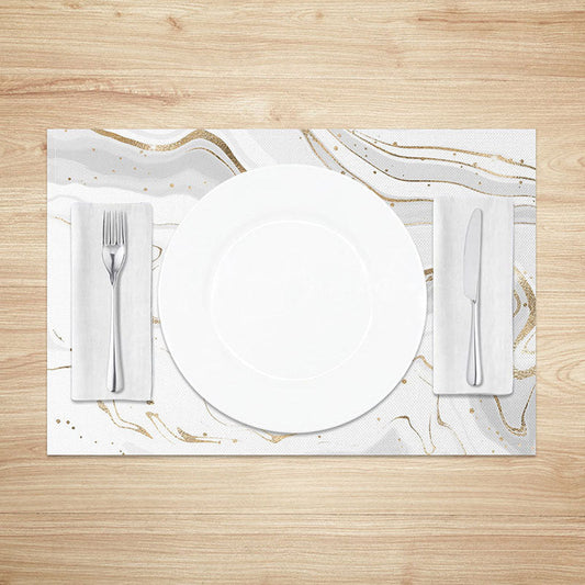 Lofaris White and Gold Marble Placemats Set of 4 Luxury Stone Texture for Elegant Wedding Holiday Decor