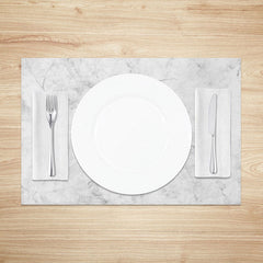 Lofaris White and Grey Marble Placemats Set of 4 Abstract Stone Texture for Modern Minimalist Dining Decor