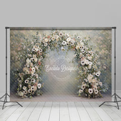 Lofaris White Anemone and Eucalyptus Floral Arch Photography Backdrop Elegant Garden Wedding Photo Background