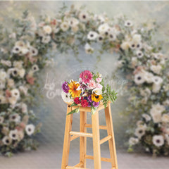Lofaris White Anemone and Eucalyptus Floral Arch Photography Backdrop Elegant Garden Wedding Photo Background