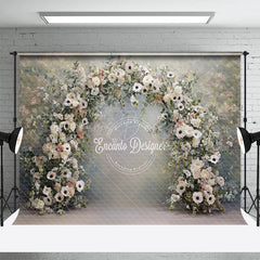 Lofaris White Anemone and Eucalyptus Floral Arch Photography Backdrop Elegant Garden Wedding Photo Background